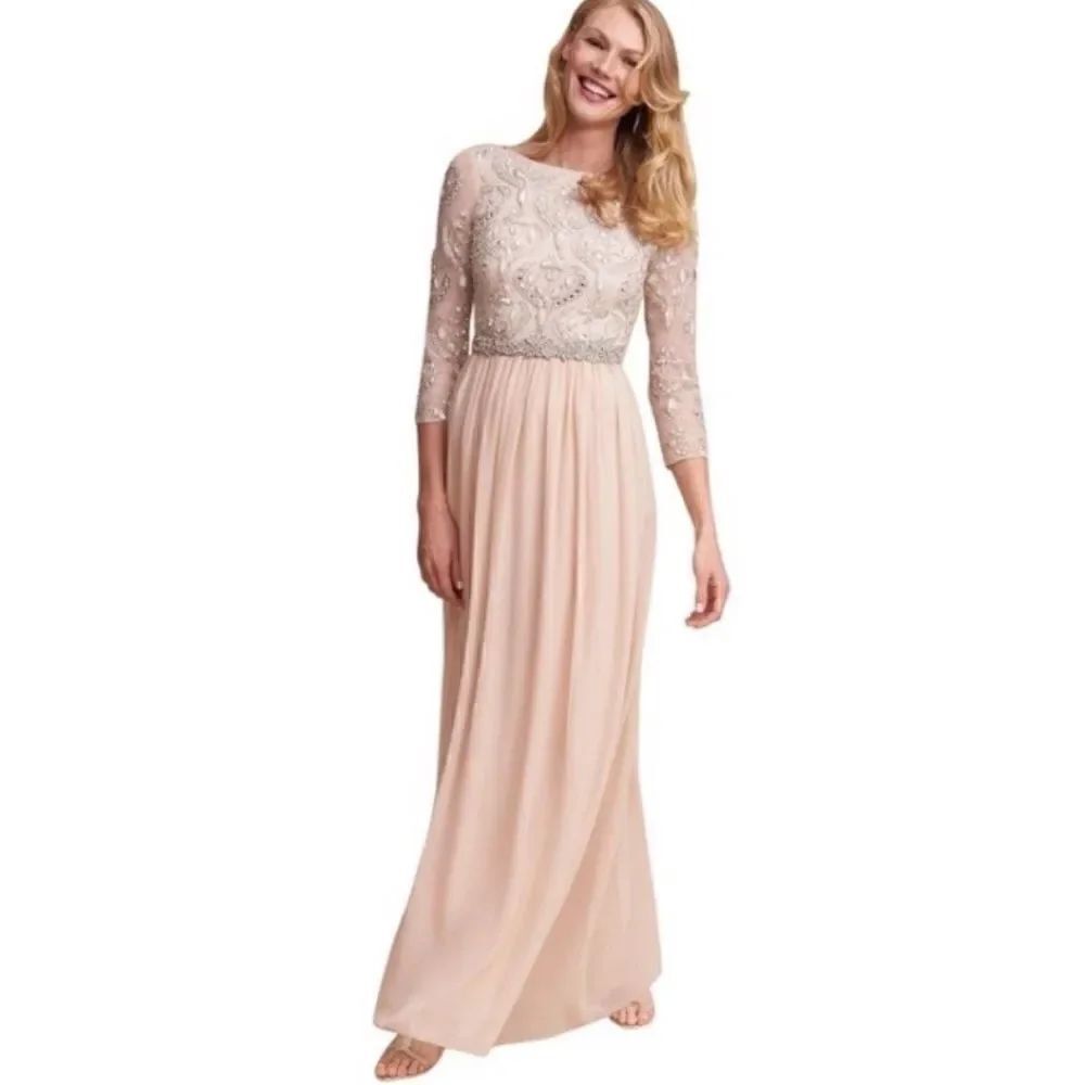 Giada Beaded Formal Dress BEIGE